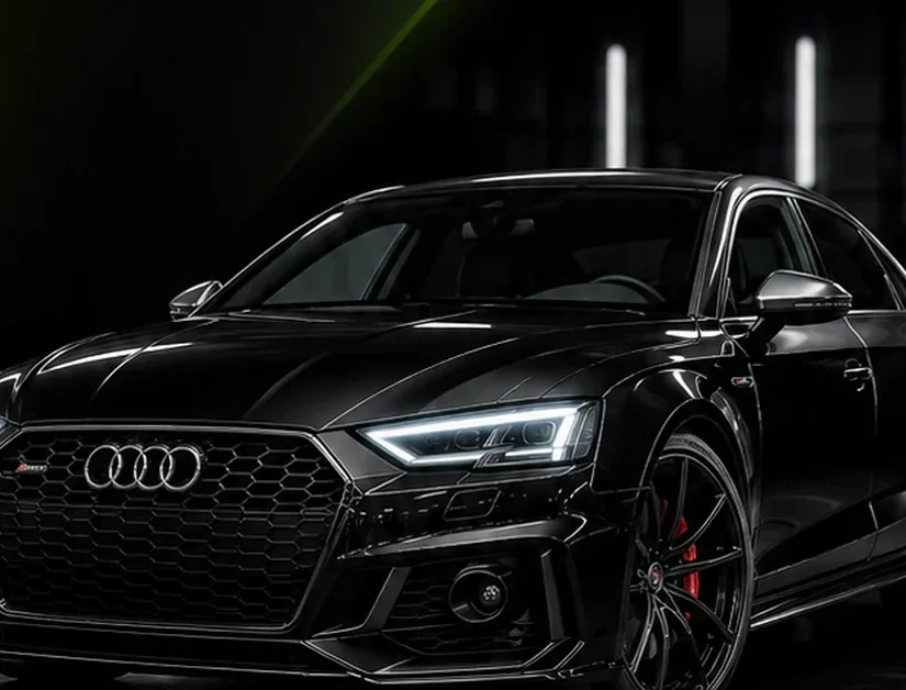 Audi on a ramp during a maintenance service at the Exotic Auto Services workshop in Mussafah, Abu Dhabi