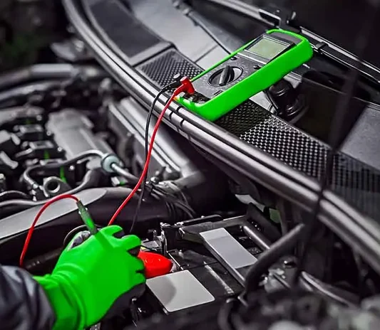 Car electrical repair being carried out at the Exotic Auto Services workshop in Mussafah, Abu Dhabi