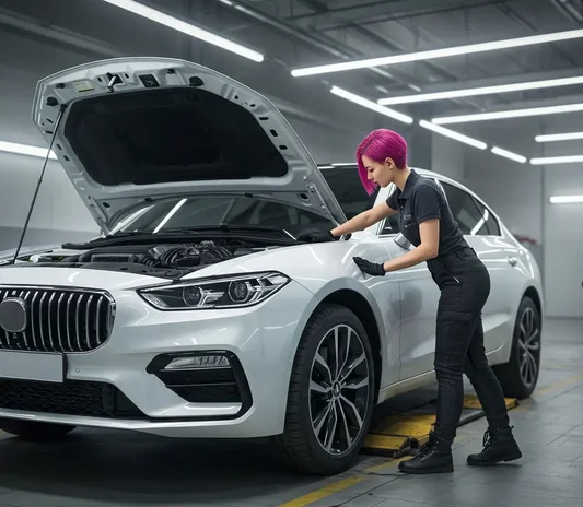 Regular car service being carried out at the Mussafah workshop