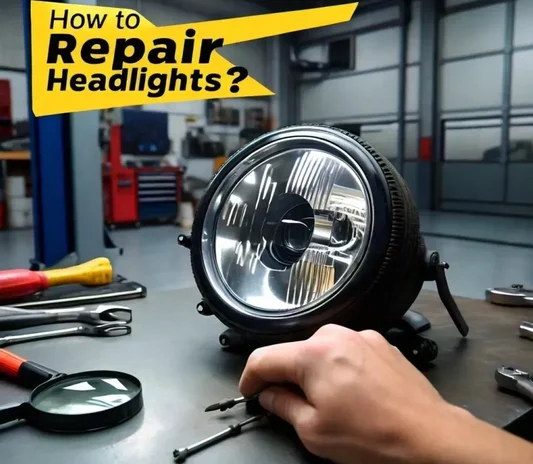 Headlight lens polished clear on a customer car in Abu Dhabi