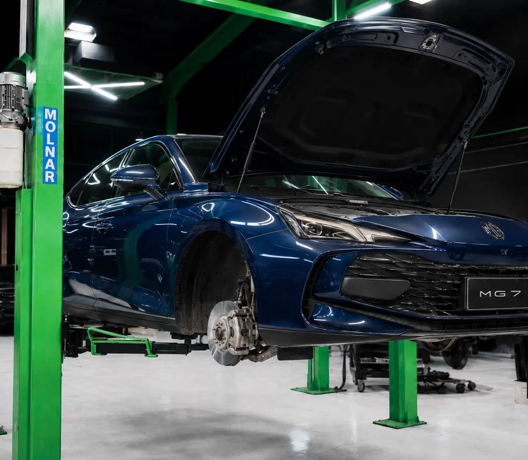 MG with the bonnet open for engine bay inspection in Mussafah, Abu Dhabi