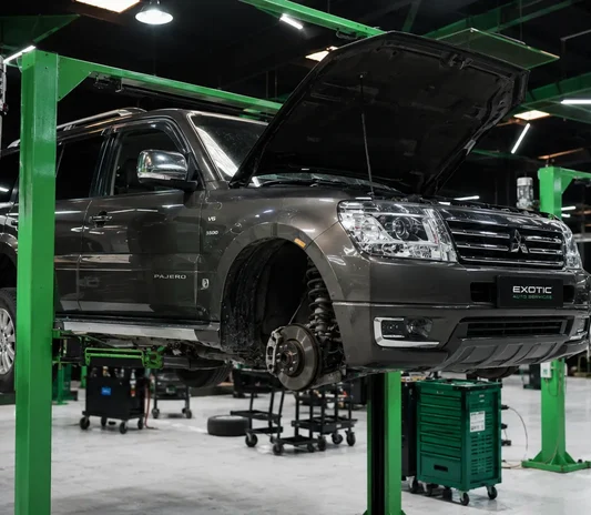 Wheel and brake inspection during a tyre change in Mussafah