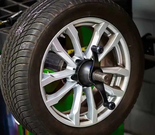 Wheel balancing carried out at the Mussafah workshop